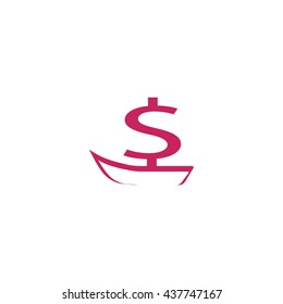 dollar sign, boat, icon