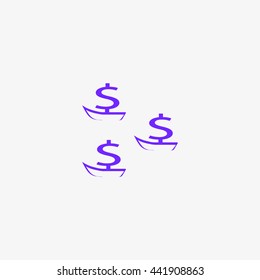 dollar sign, boat, icon