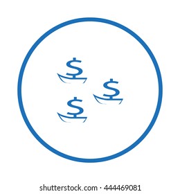 dollar sign, boat, icon