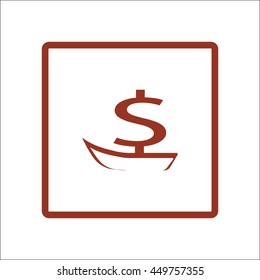 dollar sign, boat, icon