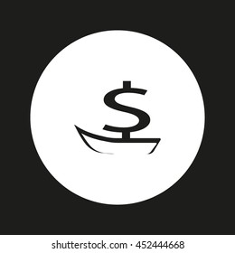dollar sign, boat, icon