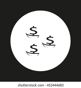 dollar sign, boat, icon