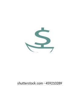 dollar sign, boat, icon