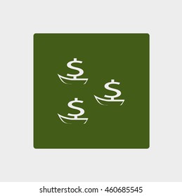 dollar sign, boat, icon