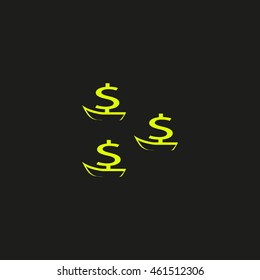 dollar sign, boat, icon