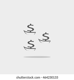dollar sign, boat, icon