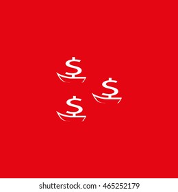 dollar sign, boat, icon