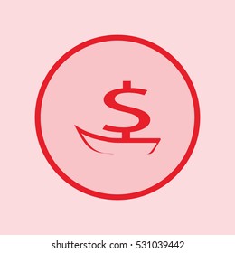 dollar sign, boat, icon