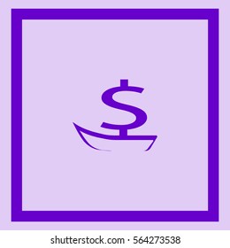 dollar sign, boat, icon