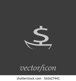 dollar sign, boat, icon