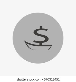 dollar sign, boat, icon