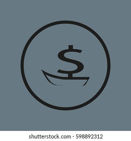 dollar sign, boat, icon