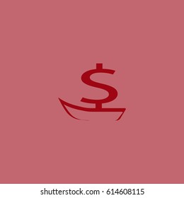 dollar sign, boat, icon