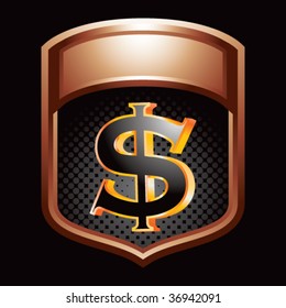 pantalla de bronce de signo de dólar