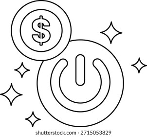 Un signo de dólar y un Botón con un signo de dólar. El signo del dólar representa el dinero y el Botón representa el poder de iniciar o detener algo