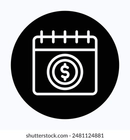 Dollar Sign Calendar Icon. Payday Calendar Vector Icon, 