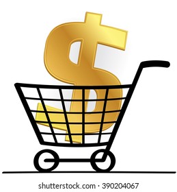 Dollar sign with Cart, business concept vector