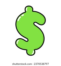 Dollar sign character. Vector hand drawn cartoon kawaii character illustration icon. Isolated on white background. Dollar character concept