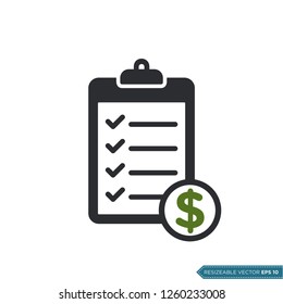 Dollar Sign Clipboard Icon Vector Template Illustration Design