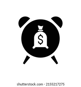 Dollar sign with a clock icon design isolated on white background