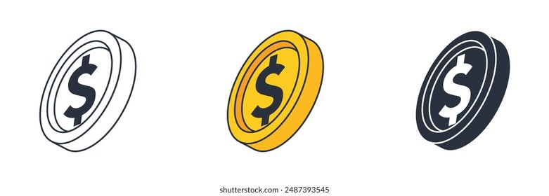 Dollar Sign Coin Icon symbol vector illustration isolated on white background