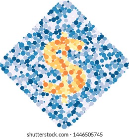 Dollar sign color distributed circles dots illustration