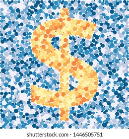 Dollar sign color distributed circles dots illustration