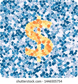 Dollar sign color distributed circles dots illustration
