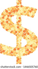 Dollar sign color distributed circles dots illustration