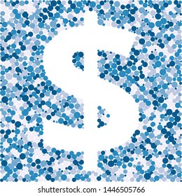 Dollar sign color distributed circles dots illustration