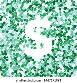 Dollar sign color distributed circles dots illustration