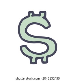 icono de símbolo de color de signo de dólar vectorial doodle simple