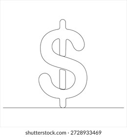 Dibujo de dibujo de una línea de signo de dólar continuo de Ilustración vectorial de boceto de símbolo lineal de dólar de dinero