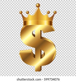 Dollar Sign With Crown With Gradient Mesh, Vector Illustration