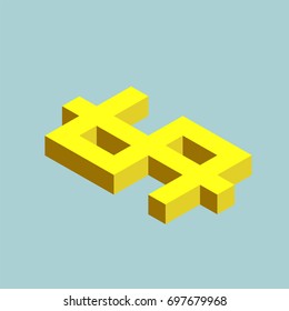 Dollar Sign Cubes Form, Buck Fell. Isometric US Currency Icon, Vector Illustration