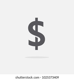 dollar sign currency with flat shadow