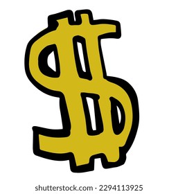 Dollar sign doodle hand drawn sticker badge