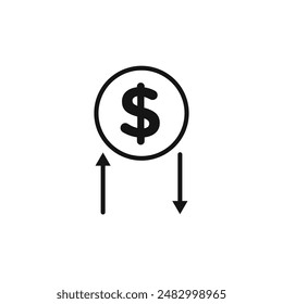 Dollar sign up and down arrow icon logo sign vector outline