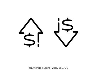 Dollar Sign with Up and Down Arrows Icon Vector