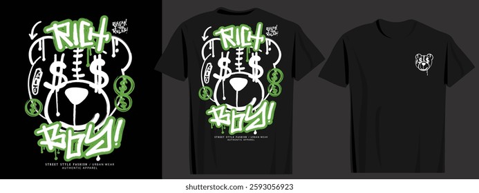 Dollar sign and emoji face grunge drawing. Urban street style quote typography. Vector illustration design for fashion, t shirt, prints, graphics, posters.