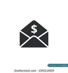 Dollar Sign Envelope and Money Sign Icon Vector Template Flat Design