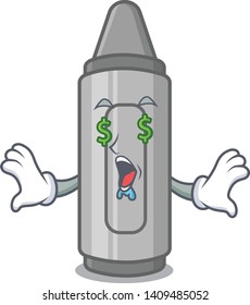 Dollar sign eye grey crayon  cartoon