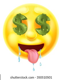 Dollar Sign Eyes Drooling Emoticon Emoji Character Icon