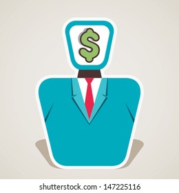 dollar sign face cover of businessmen stock vector