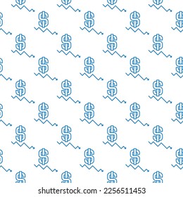 Dollar Sign with Falling Arrow - Devaluation concept vector linear minimal seamless pattern