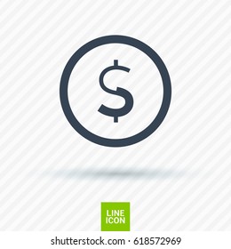 dollar sign financial line vector icon