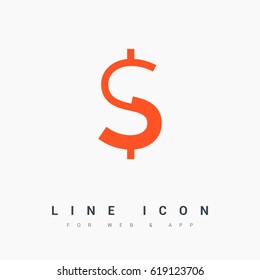 dollar sign financial line vector icon