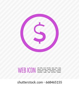 dollar sign financial line vector icon