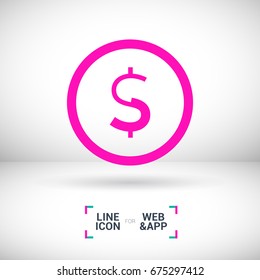 dollar sign financial line vector icon