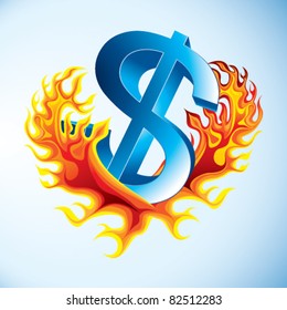 dollar sign in flame